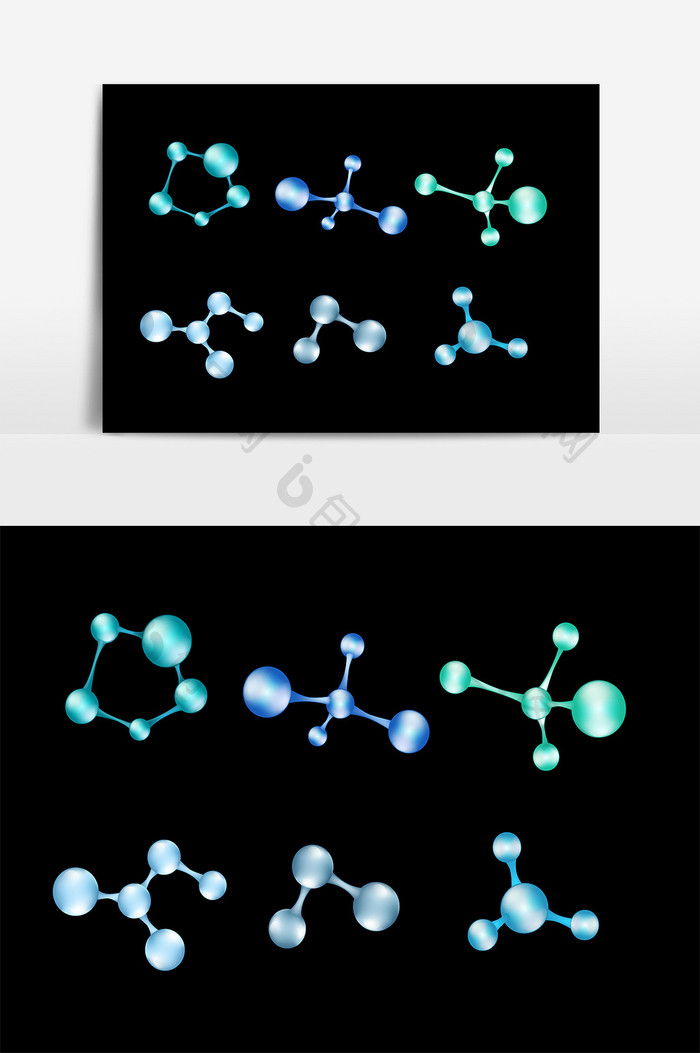 手绘科技线条分子结构矢量素材