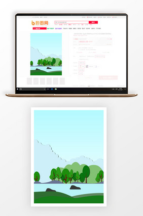 绿色清新简约清新绿色风景设计背景