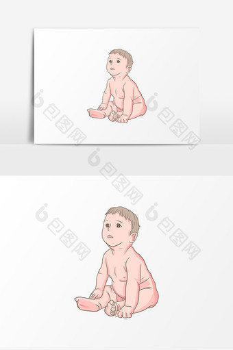 卡通光膀婴儿创意元素图片