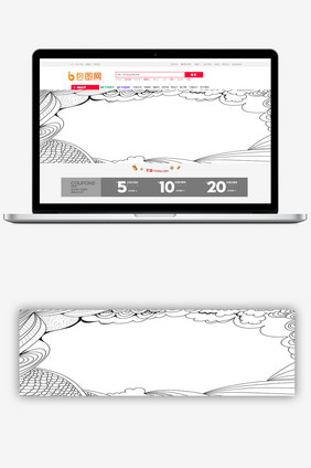 手绘简单线条框banner背景