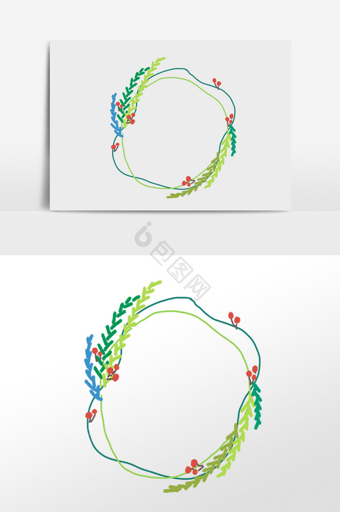 植物花环边框插画图片