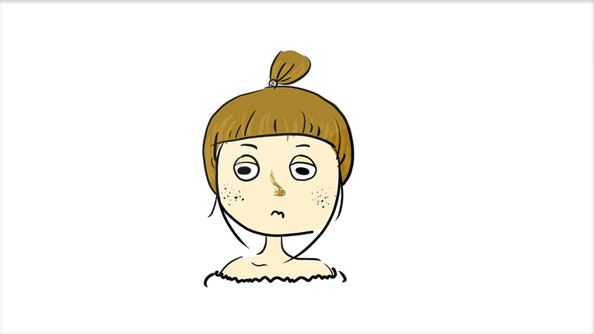 可爱丸子头女孩翻白眼动画表情插画gif图片