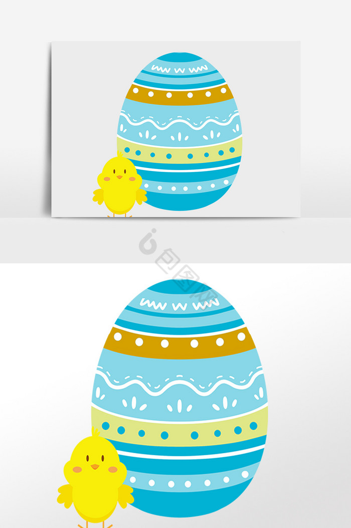 复活节小鸡彩蛋寓意惊喜插画图片