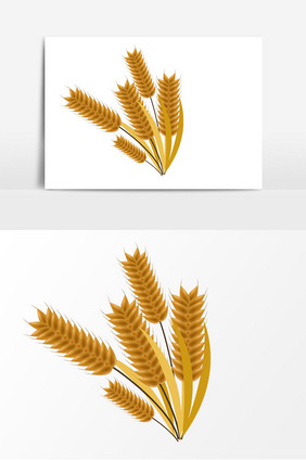 手绘金色小麦矢量元素