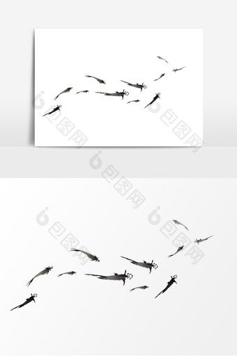 水墨游鱼中国画鱼儿元素图片