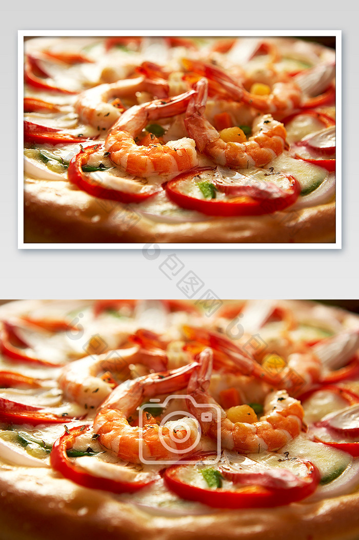 高清西餐美食海鲜匹萨细节摄影图
