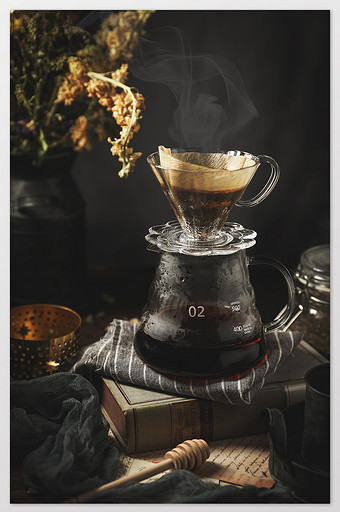 复古手冲咖啡氛围感美食摄影图片下载