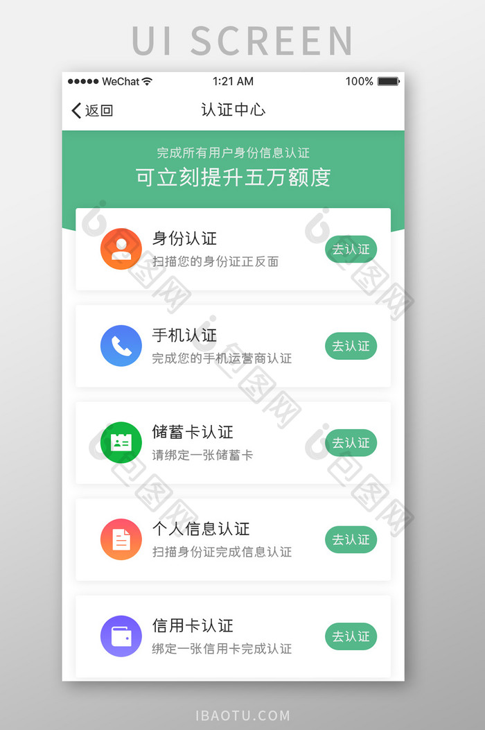 绿色金融APP认证中心UI界面设计