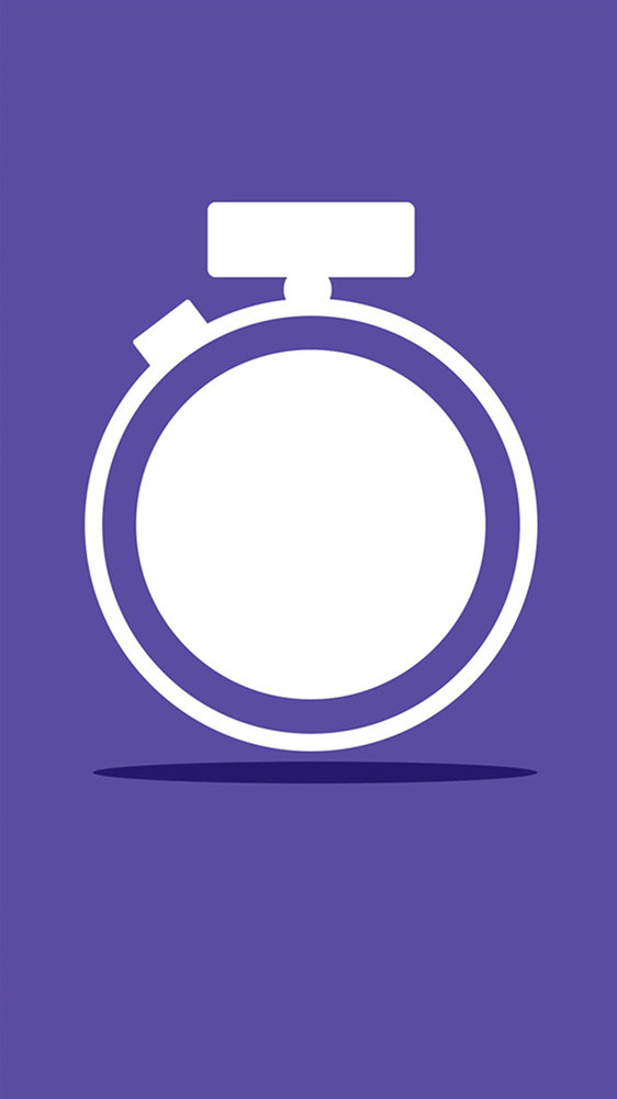 紫色背景卡通白色计时器怀表GIF加载动画图片