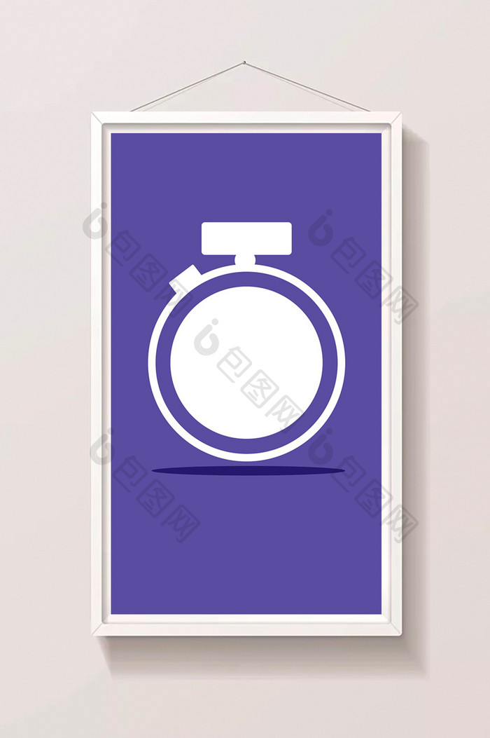 紫色背景卡通白色计时器怀表GIF加载动画
