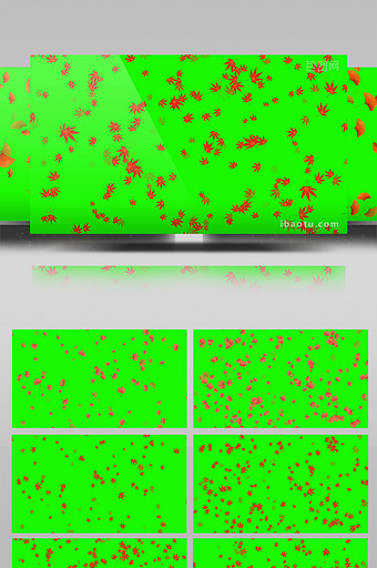3组绿屏秋天落叶抠像视频素材图片
