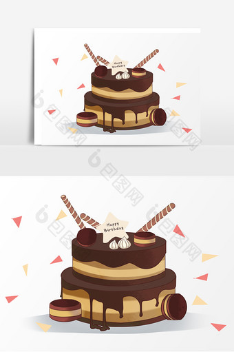 六一节卡通生日蛋糕元素图片
