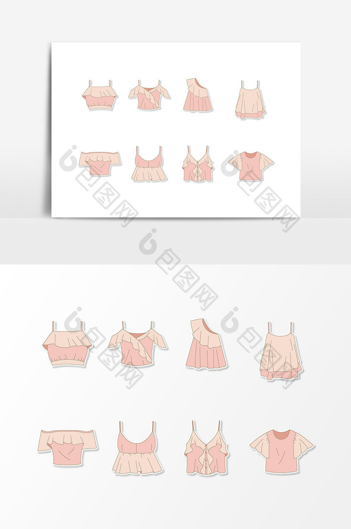 粉色手绘吊带裙设计