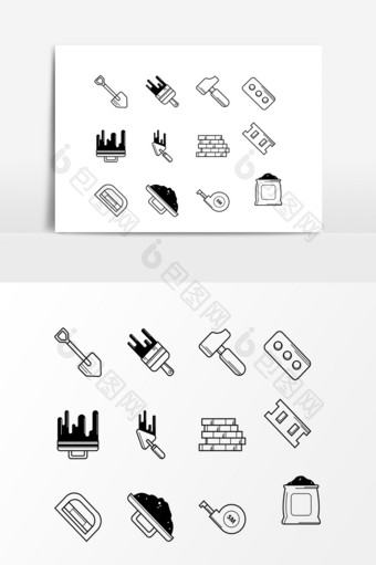 矢量建筑工地工具图标素材图片