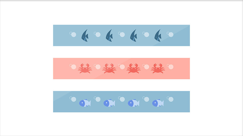 清新扁平鱼螃蟹动态文章分割线插画