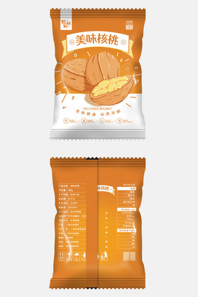 简约温暖插画美味核桃食品包装设计