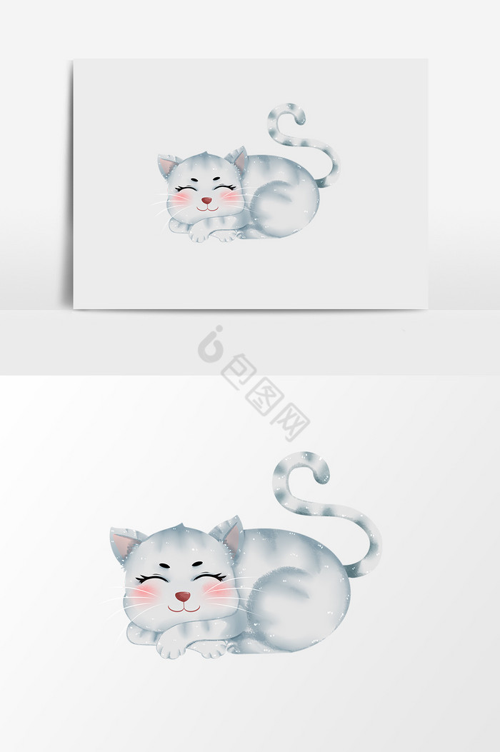 肥胖的小猫插画图片