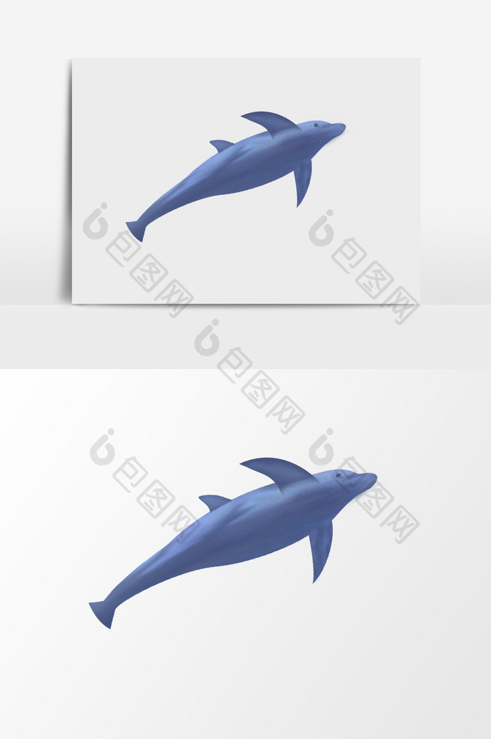 大海里的可爱蓝色海豚插画元素