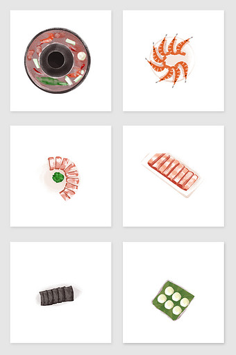 美味火锅食材插画元素图片