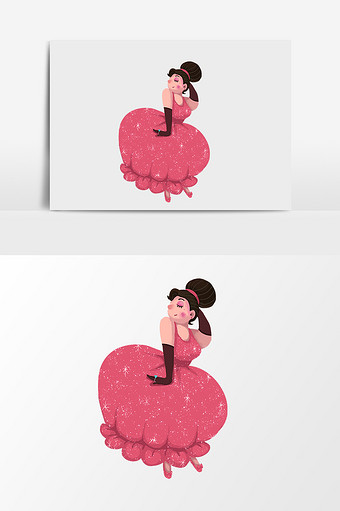 粉色小公主插画元素图片