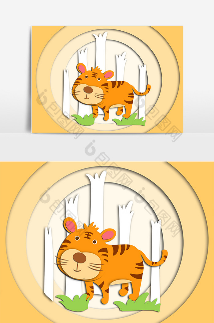 彩色动物老虎插画图片图片