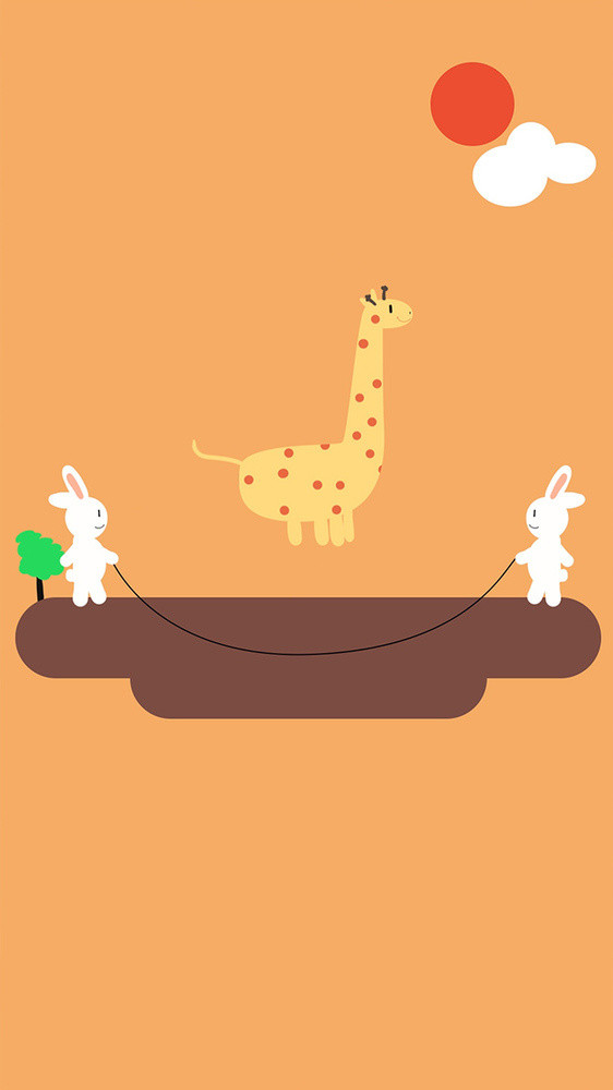 橘色长颈鹿跳跳绳GIF动态卡通插图动画图片