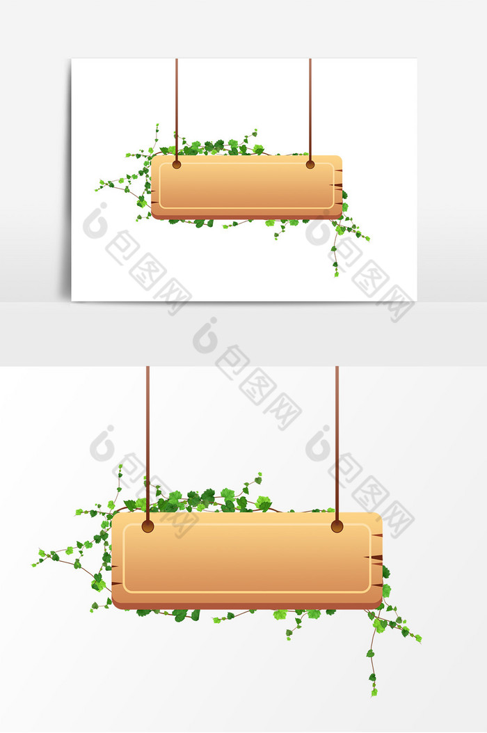 木板植物边框标题元素图片