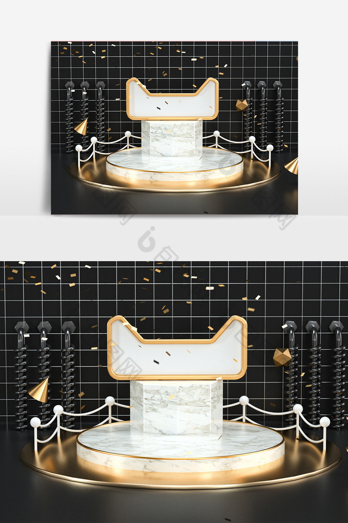 C4D黑金电商小场景模型oc渲染图片图片