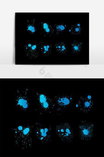 蓝色泼墨设计素材图片