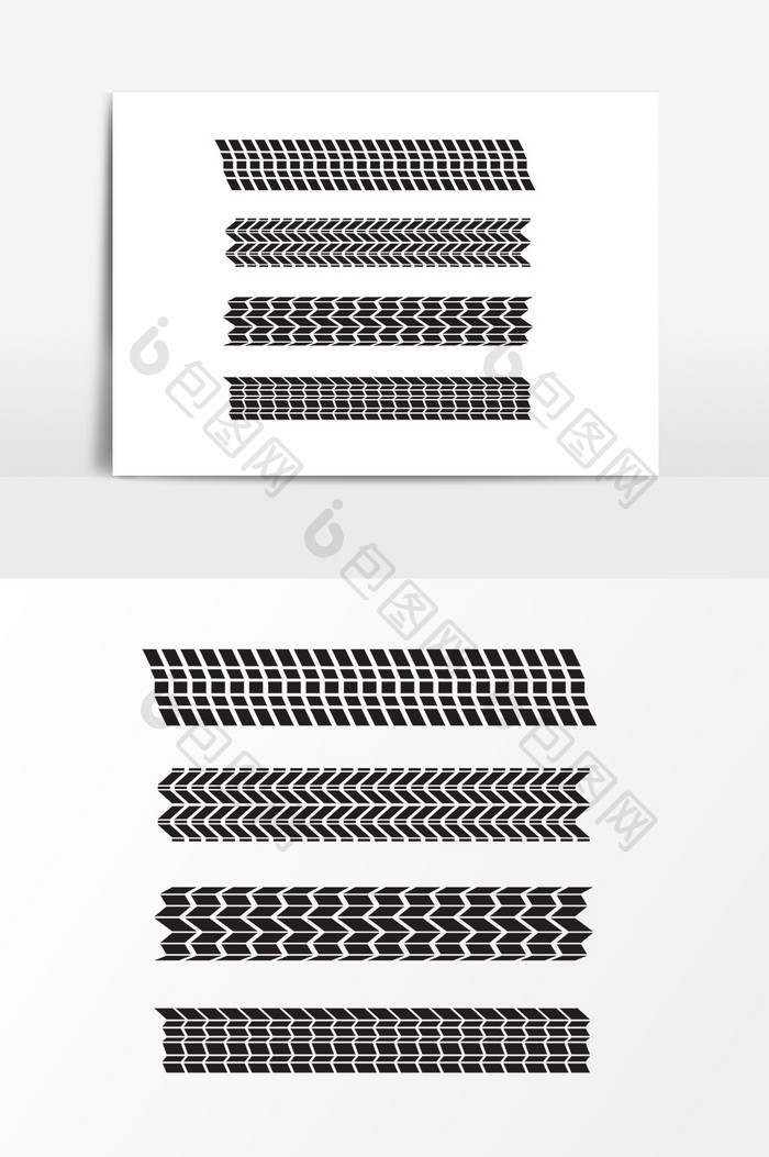 线描轮胎印迹矢量元素