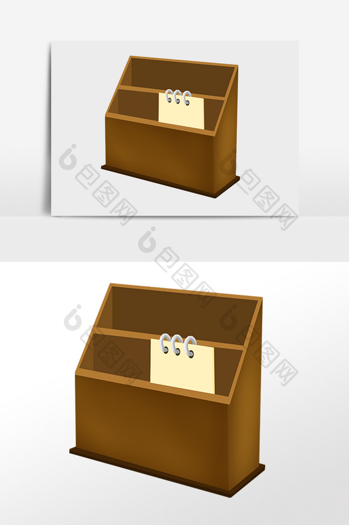 手绘办公用品标签收纳盒插画