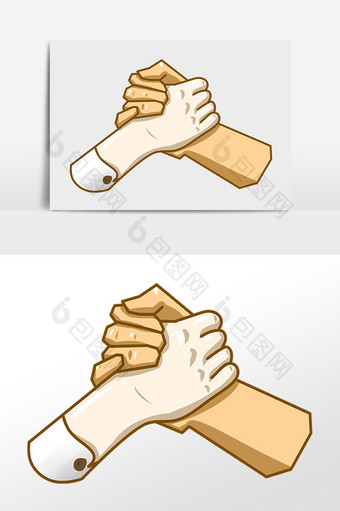 手绘卡通掰手腕手势姿势插画图片