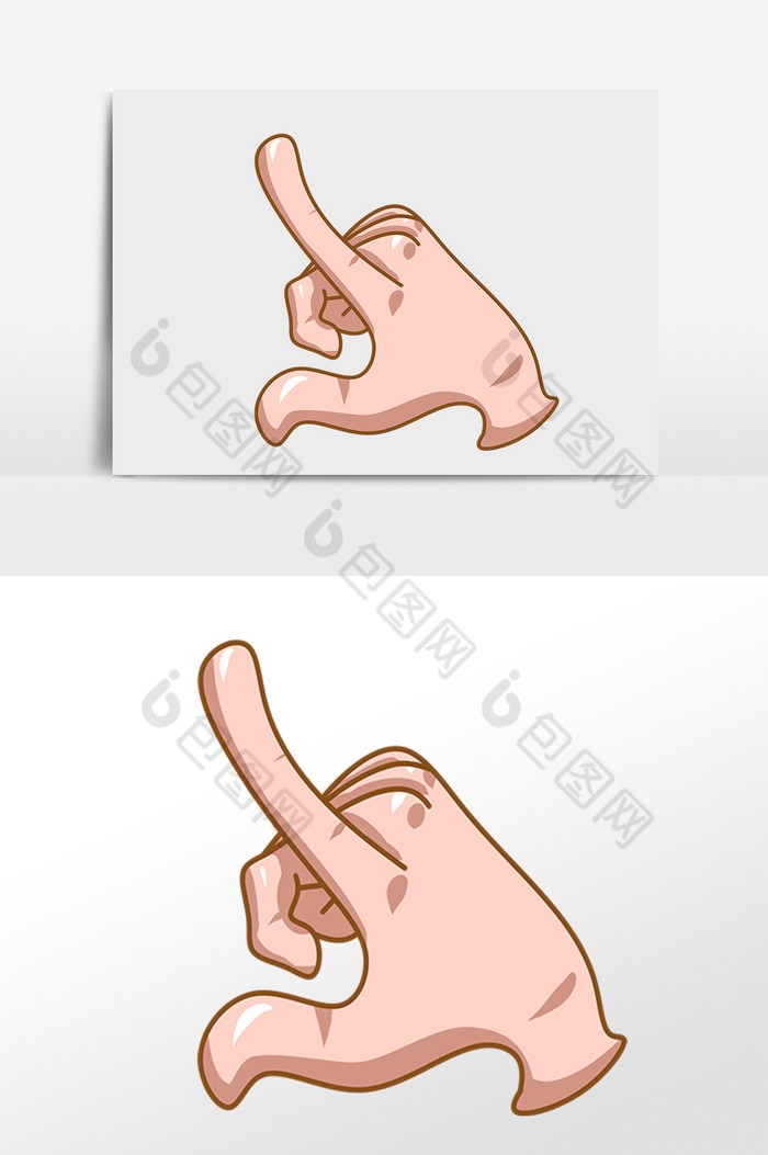 手绘卡通触摸打卡手势姿势插画图片