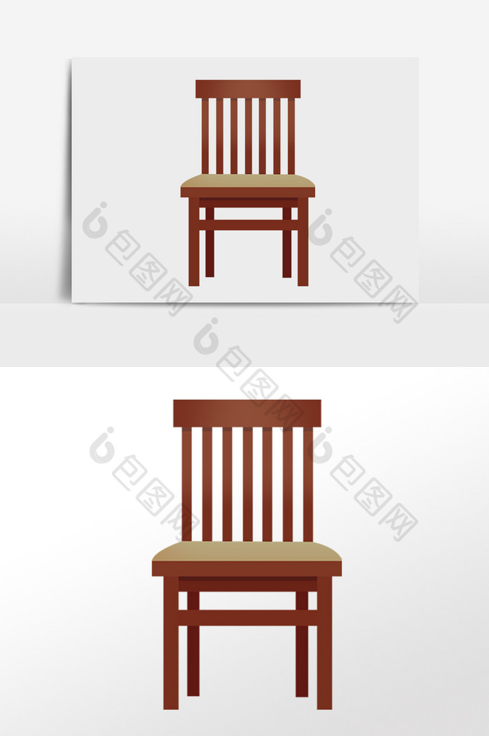 手绘现代家具简约木质椅子插画