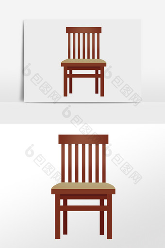 手绘现代家具简约木质椅子插画图片