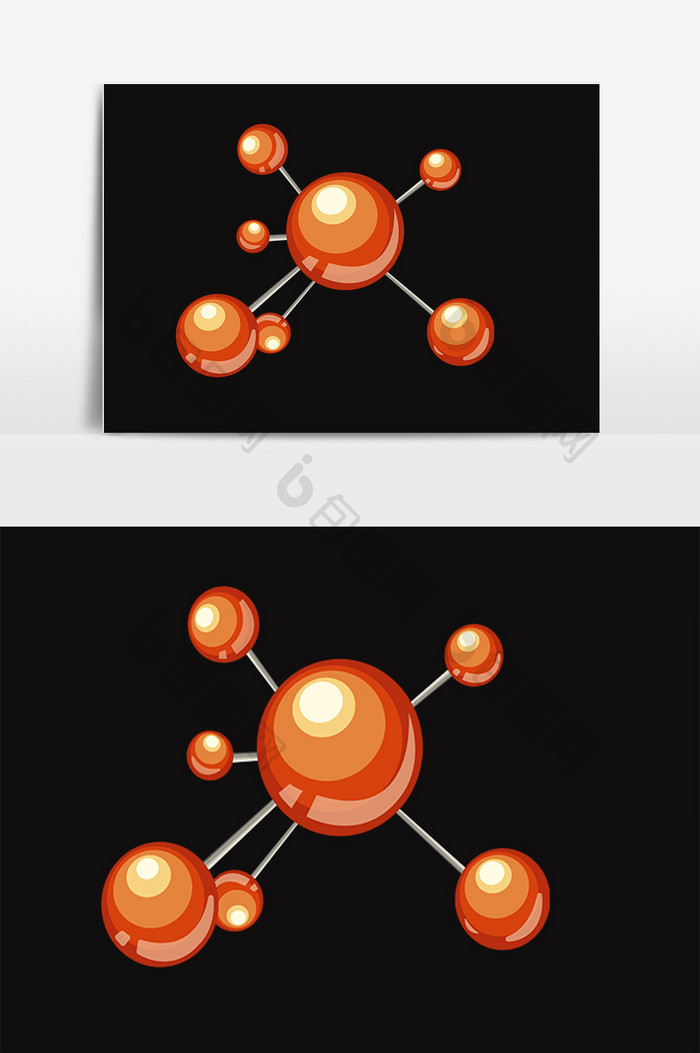 手绘科学化学红色分子链插画