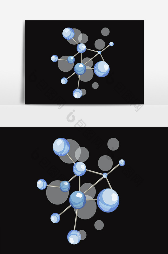 手绘化学球形分子式分子链插画