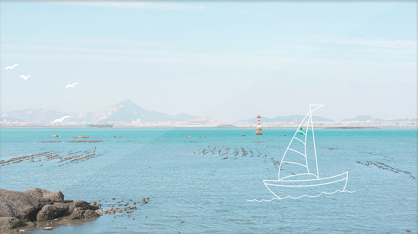 厦门小嶝岛小清新海滩创意摄影插画gif图片