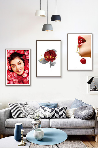 简欧植物玫瑰人物风景客厅卧室装饰画图片