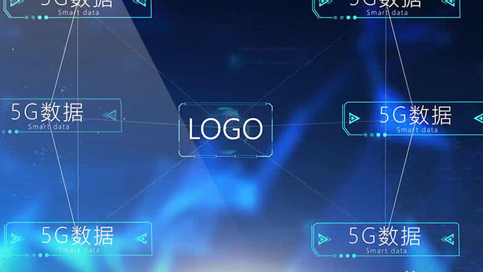 蓝色科技企业点线连接展示AE模板