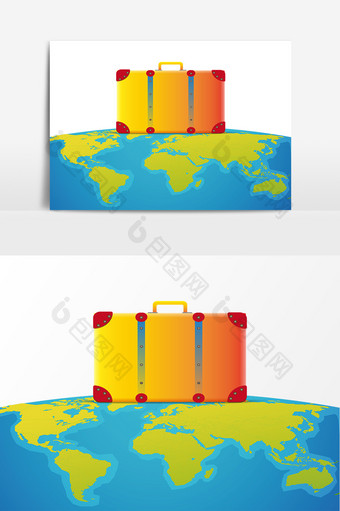 带着行李去旅行元素设计图片