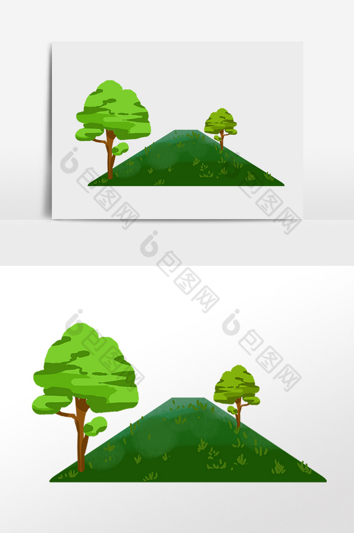 春天青山植物树木插画图片图片