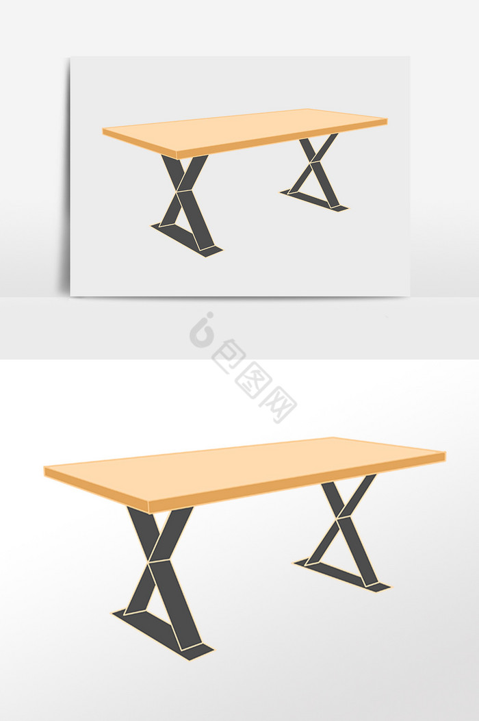 现代家具长条桌子插画图片