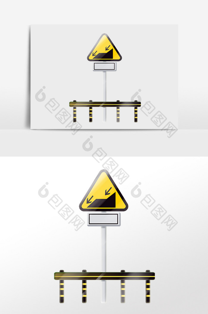 手绘道路安全三角警示牌插画 Psd素材 包图网
