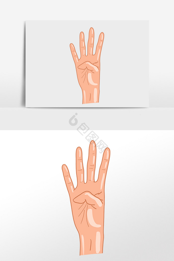 手指动作数字4手势插画图片