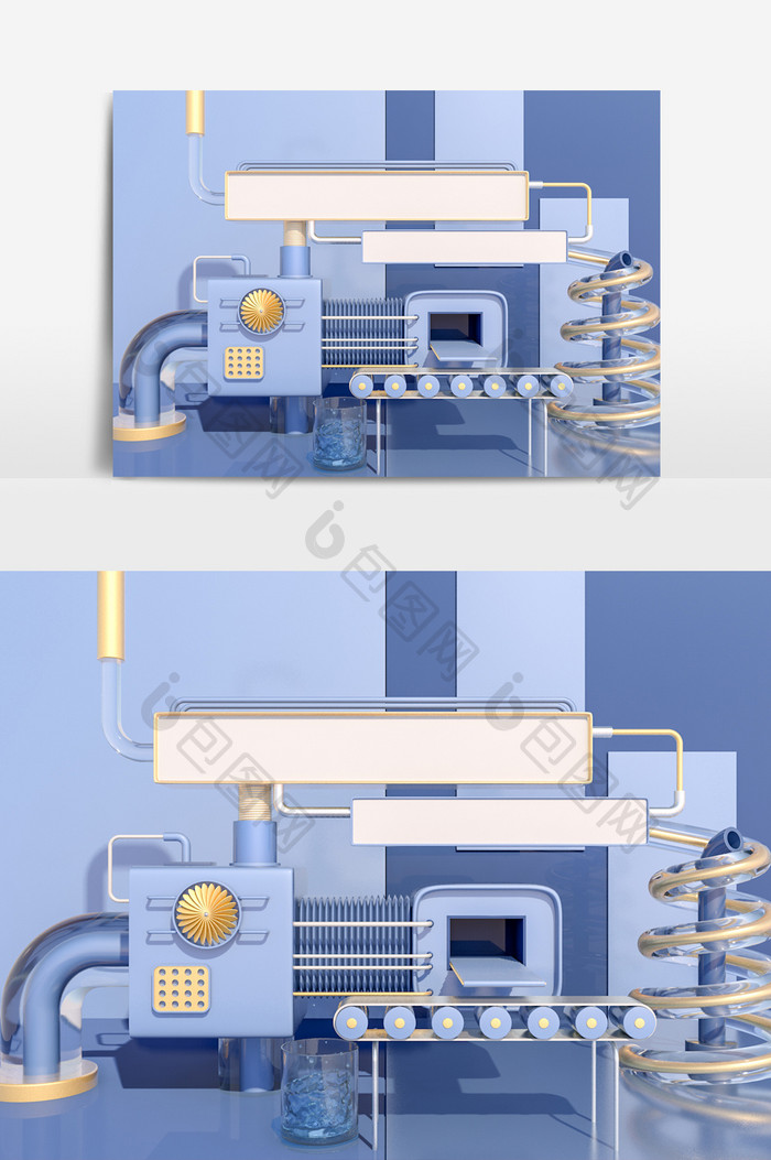 C4D电商蓝色淘宝场景模型（标准渲染器）