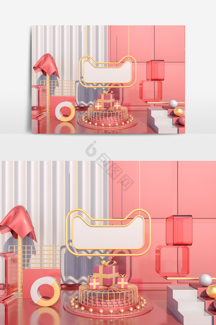 C4D天猫头场景模型标准渲染器