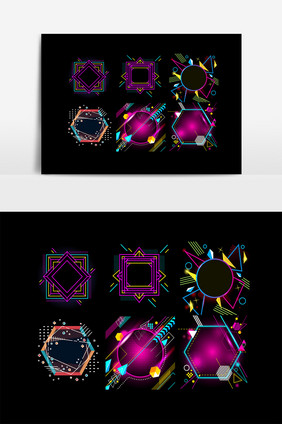 手绘抽象几何图形光效矢量素材