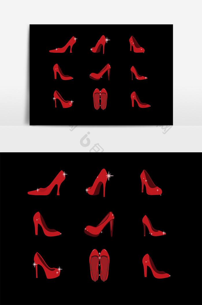 手绘红色高跟鞋设计元素