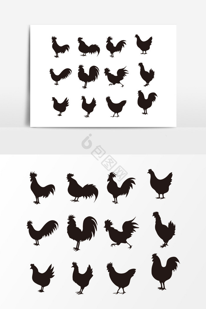 动物鸡剪影图片